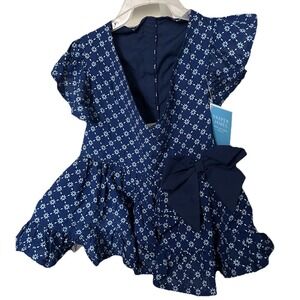 Draper James Dog Blue Floral Trellis Wrap Dress NEW Size Medium PB3